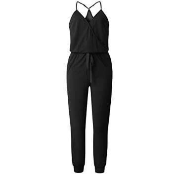 Stylish ECOWISH V Neck Spaghetti Strap Jumpsuit