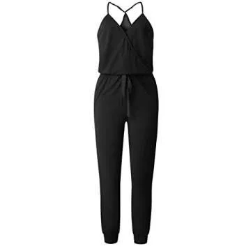 Stylish ECOWISH V Neck Spaghetti Strap Jumpsuit