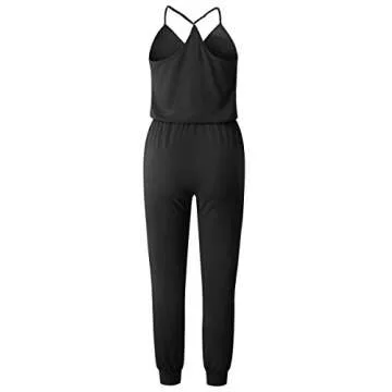 Stylish ECOWISH V Neck Spaghetti Strap Jumpsuit