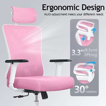 KERDOM Ergonomic Office Chair – Comfortable Mesh Design