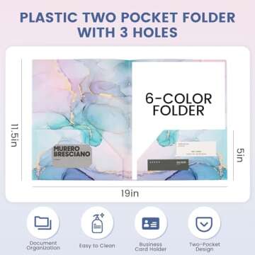 Ddowanx 6 Pack Pocket Folders, Heavy Duty Plastic File Folders with Pockets, Folders for Documents L...