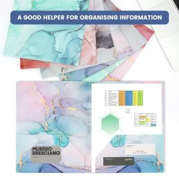 Ddowanx 6 Pack Cute Marble Pocket Folders for School