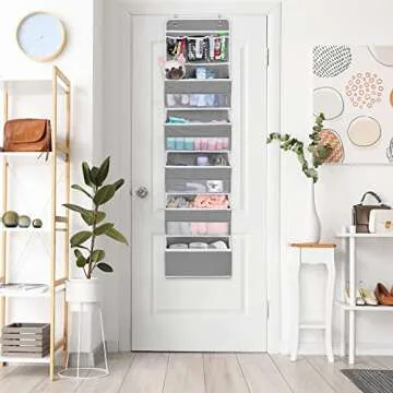 NesTidy Over The Door Organizer Storage 6 Layers, Wall Mount Hanging Organizer with 5 Large Pocket Organizers and 3 Small Pockets for Baby Essentials, Toys, Cosmetics, and Sundries (Grey, 1 Pack)