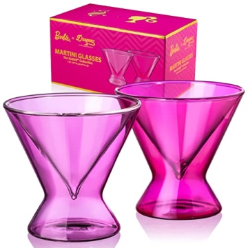 Barbie Stemless Martini Glass Set - Double Walled Insulation