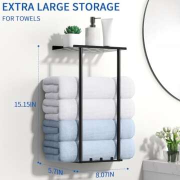 Towel Racks for Bathroom, Metal Wall Mounted Towel Rack Sturdy, Towel Storage for Bathroom Rustproof...