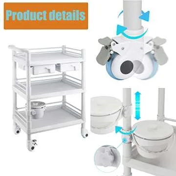 Rolling Utility Cart,Qiwey Medical Utility Cart with Drawers,3-Tier Esthetician Cart with Wheelsfor Beauty Salon SPA Commercial Hospital Office Lab Cart White