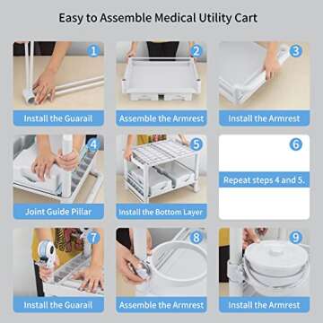 Rolling Utility Cart,Qiwey Medical Utility Cart with Drawers,3-Tier Esthetician Cart with Wheelsfor Beauty Salon SPA Commercial Hospital Office Lab Cart White