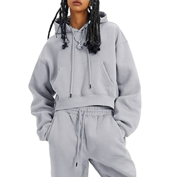 Kissonic Women's Cozy Fleece Jogger Sets in Light Grey
