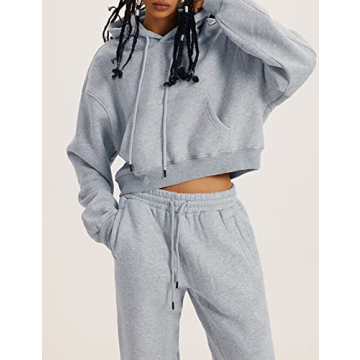 Kissonic Women's Cozy Fleece Jogger Sets in Light Grey