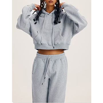 Kissonic Women's Cozy Fleece Jogger Sets in Light Grey