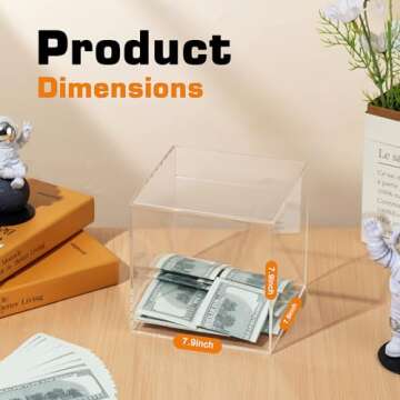 DMTINTA Clear Piggy Bank for Adults and Kids Transparent Piggy Bank for Adults Must Break to Open Ac...