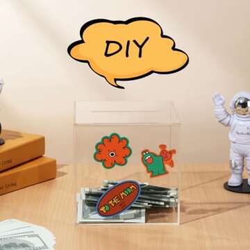 DMTINTA Clear Piggy Bank for Adults and Kids Transparent Piggy Bank for Adults Must Break to Open Acrylic Unopenable Piggy Bank to Help Budget and Save.7.9"×7.9"×7.9"