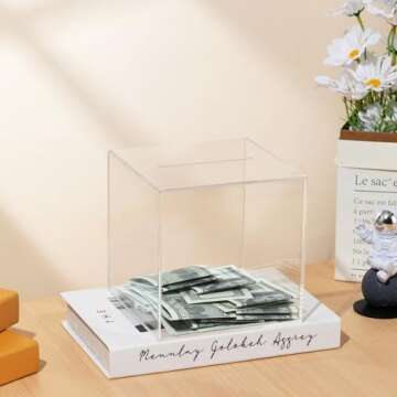 DMTINTA Clear Piggy Bank for Adults and Kids Transparent Piggy Bank for Adults Must Break to Open Acrylic Unopenable Piggy Bank to Help Budget and Save.7.9"×7.9"×7.9"