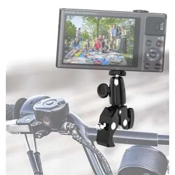 EXSHOW Camera Motorcycle Mount for Gopro, 360 Rotation Metal Action Camera Clamp Holder with 1/4-20 Thread for Moto Bike Bicycle Handlebar, for GoPro Hero 9 8 7 6 5 4 Black, SJCAM, Canon, DSLR etc