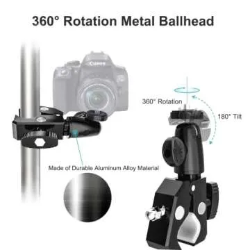 EXSHOW Camera Motorcycle Mount for Gopro, 360 Rotation Metal Action Camera Clamp Holder with 1/4-20 Thread for Moto Bike Bicycle Handlebar, for GoPro Hero 9 8 7 6 5 4 Black, SJCAM, Canon, DSLR etc