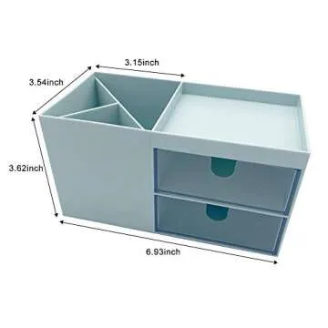 Marknor Desk Organizer, Desk Storage Box, Vanity Organizer, Cosmetic Storage Organizer, Makeup Organizer, Mini Desk Storage for Office Supplies, Bathroom Counter or Dresser, Pink