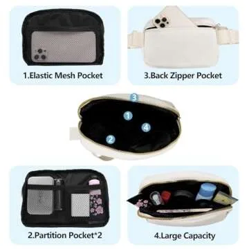 VOROLO Fanny Pack For Women And Men Crossbody Bag Belt Bag with Adjustable Strap Easter Gifts Off White