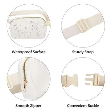 VOROLO Fanny Pack For Women And Men Crossbody Bag Belt Bag with Adjustable Strap Easter Gifts Off White