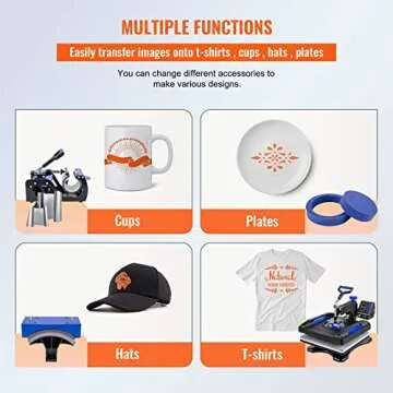 VEVOR Heat Press Machine 8 in 1 Combo - 15x15 Tshirt Press Machine with Tumbler Press, 360° Swing Away Digital Multifunction Heat Transfer Sublimation for Printing T Shirts Mug Hat Plate Cap