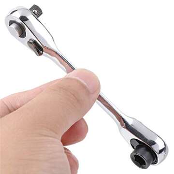 Difcuy Mini 1/4inch Double Ended Quick Socket Ratchet Wrench Rod,Portable Chrome Vanadium Steel Screwdriver Bit Tool