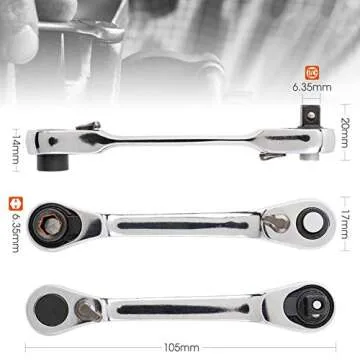 Difcuy Mini 1/4inch Double Ended Quick Socket Ratchet Wrench Rod,Portable Chrome Vanadium Steel Screwdriver Bit Tool
