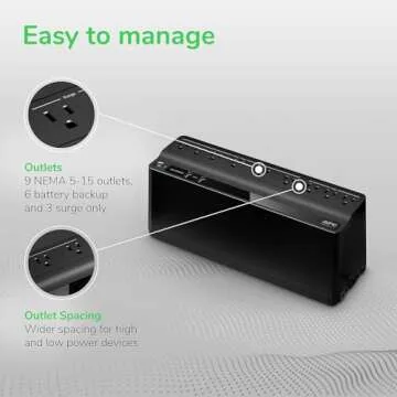 APC UPS Battery Backup and Surge Protector, 850VA Backup Battery Power Supply, BE850G2 Back-UPS with (2) USB Charger Ports