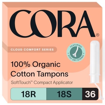 Cora Organic Cotton Tampons 36 Count Multipack