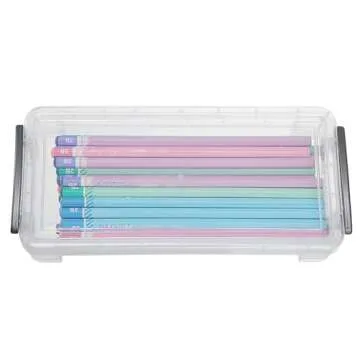 BTSKY Large Capacity Pencil Box, Office Supplies Storage Organizer Box, Brush Painting Pencils Storage Box Watercolor Pen Container Drawing Tools(6 Pack Clear)