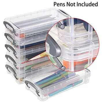 BTSKY Large Capacity Pencil Box, Office Supplies Storage Organizer Box, Brush Painting Pencils Storage Box Watercolor Pen Container Drawing Tools(6 Pack Clear)
