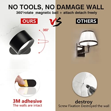 Deyagoo Rechargeable LED Wall Sconce with Magnetic 360° Rotation