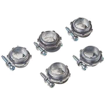 Hubbell-Raco 2711B5 Connector, Squeeze, NMSC Cable, 1/2-Inch, Zinc, 5-Pack,Gray