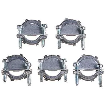 Hubbell-Raco 2711B5 Connector, Squeeze, NMSC Cable, 1/2-Inch, Zinc, 5-Pack,Gray