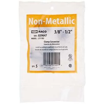 Hubbell-Raco 2711B5 Connector, Squeeze, NMSC Cable, 1/2-Inch, Zinc, 5-Pack,Gray