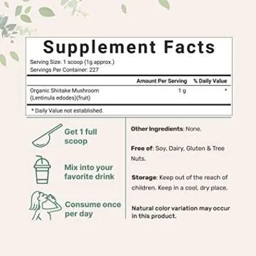 Micro Ingredients Organic Shiitake Mushrooms Powder, 8 Ounce, Made from The Finest Dried Shiitake Mu...