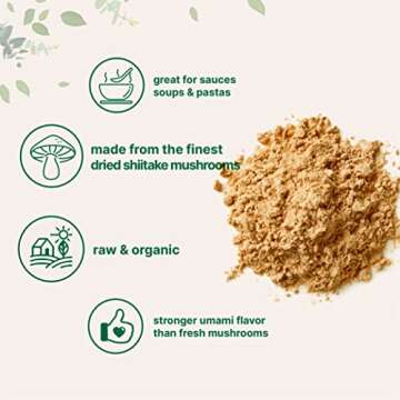 Micro Ingredients Organic Shiitake Mushrooms Powder, 8 Ounce, Made from The Finest Dried Shiitake Mushroom, Stronger Umami Flavor Than Fresh Mushrooms, Great for Sauce, Soup and Pasta