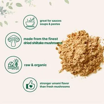 Micro Ingredients Organic Shiitake Mushrooms Powder, 8 Ounce, Made from The Finest Dried Shiitake Mushroom, Stronger Umami Flavor Than Fresh Mushrooms, Great for Sauce, Soup and Pasta