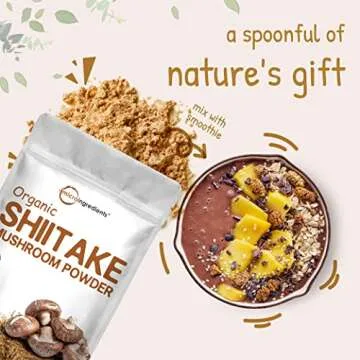 Micro Ingredients Organic Shiitake Mushrooms Powder, 8 Ounce, Made from The Finest Dried Shiitake Mushroom, Stronger Umami Flavor Than Fresh Mushrooms, Great for Sauce, Soup and Pasta