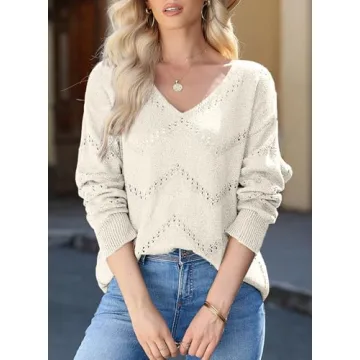 Stylish EVALESS Women's Crochet Sweater Top for Fall 2024