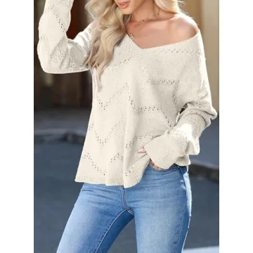 Stylish EVALESS Women's Crochet Sweater Top for Fall 2024