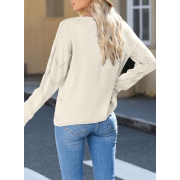 Stylish EVALESS Women's Crochet Sweater Top for Fall 2024