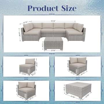 KIGOTY Patio Furniture Set 7 Pieces Conversation Sets, Outdoor Sectional Sofa, All-Weather PE Rattan...