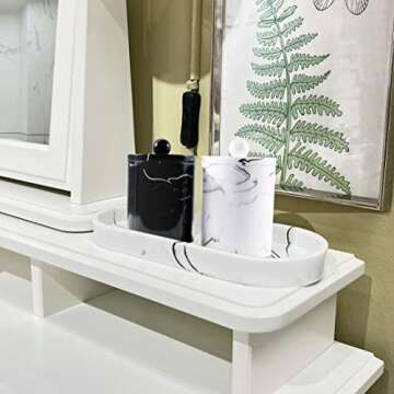 Elegant Bathroom Vanity Tray with Qtip Holders