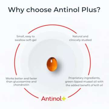 Antinol Plus, Mobility, Hip, and Joint Supplement for Dogs, Green-Lipped Mussels and Krill Oil - Dog Joint Supplement, Better and Faster Than Glucosamine and Chondroitin, 60 Soft Gels
