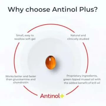 Antinol Plus, Mobility, Hip, and Joint Supplement for Dogs, Green-Lipped Mussels and Krill Oil - Dog Joint Supplement, Better and Faster Than Glucosamine and Chondroitin, 60 Soft Gels