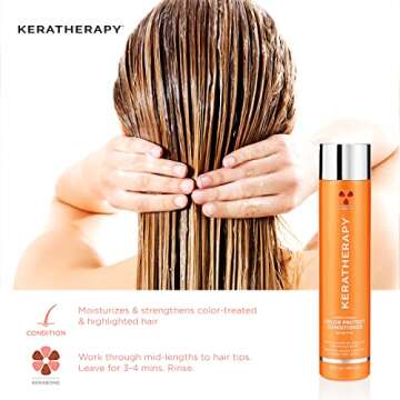 KERATHERAPY Keratin Infused Color Protect Conditioner, 10.1 fl. oz., 300 ml - Gluten Free Color Protecting Conditioner for Color Treated Hair with Kerabond Technology, Red Raspberry Oil, Omega 3 & 6