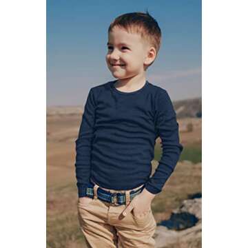 BROOKLYN VERTICAL Boys 4 Pack Long Sleeve Soft Cotton Tee Shirts Undershirts (7/8, Combo B)