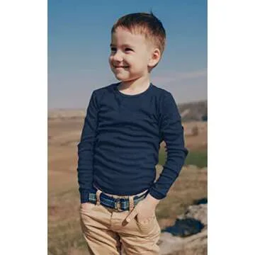 BROOKLYN VERTICAL Boys 4 Pack Long Sleeve Soft Cotton Tee Shirts Undershirts (7/8, Combo B)