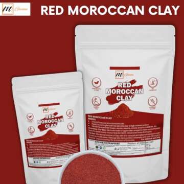 mGanna 100% Natural Moroccan Red Clay Powder for Anti-Ageing & Skin firming, Hair Masks, Scrubs, Creams and Soap Making 0.5 LBS / 227 GMS