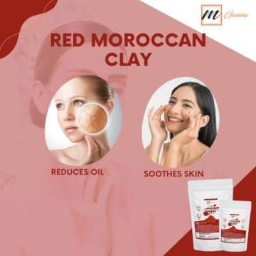 mGanna 100% Natural Moroccan Red Clay Powder for Anti-Ageing & Skin firming, Hair Masks, Scrubs, Creams and Soap Making 0.5 LBS / 227 GMS