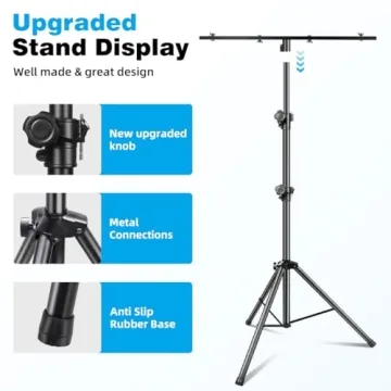 GZGDLJQ DJ Light Stand, T-Bar Tripod Stage Lights Stand Portable and Adjustable 49-114 Inch Heavy Duty DJ Lighting Stand for Stage, Bar, Par Light